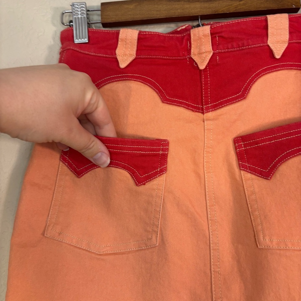 Urban Outfitters BDG Western Cowgirl Orange Red Mini Skirt Size S - Picture 6 of 10